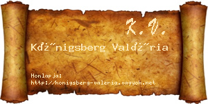 Königsberg Valéria névjegykártya